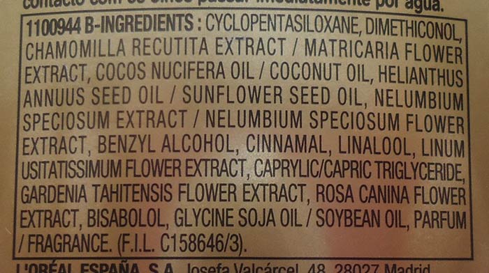 aceite extraordinario elvive ingredientes