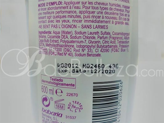 shampoo de cebolla babaria ingredientes