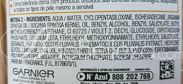 ingredientes agua micelar aceite garnier