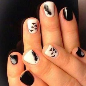 decoracion uñas blanco y negro